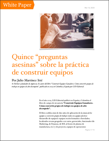 Quince "preguntas asesinas" sobre la práctica de construir equipos, White Paper