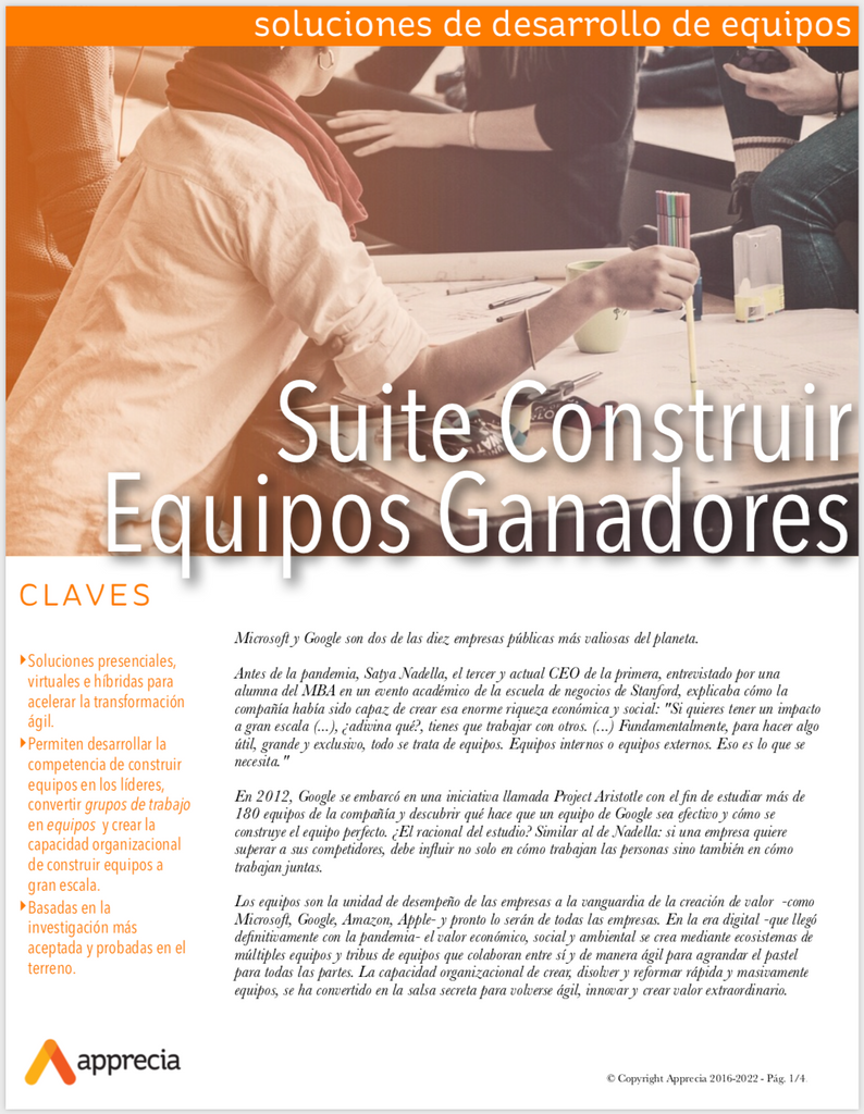 Suite "Construir Equipos Ganadores" - Kit de hojas de producto
