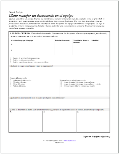 CEG/Cómo manejar un desacuerdo en el equipo - Hoja de Trabajo